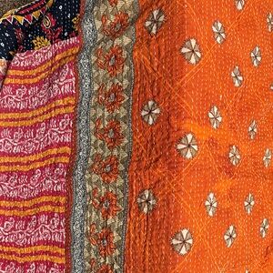Vibrant Multicolor Patterned Kantha Twin Quilt Quilt K-13